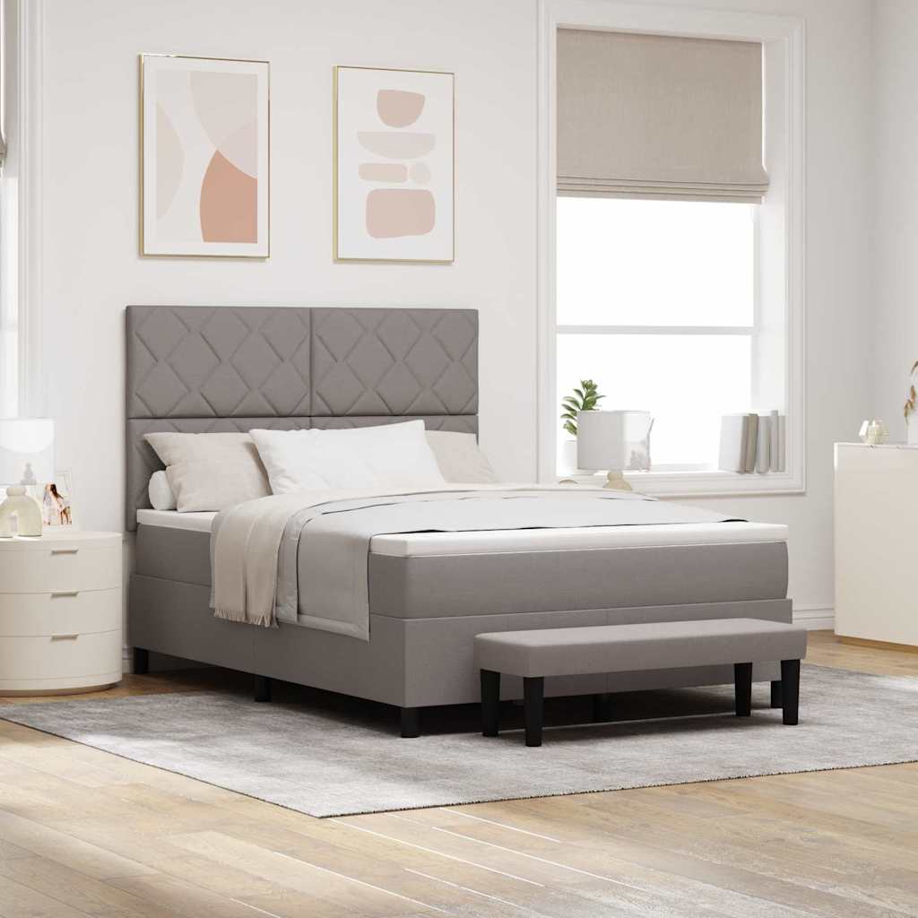 Box spring seng med madras Gråbrun 140 x 200 cm Stof