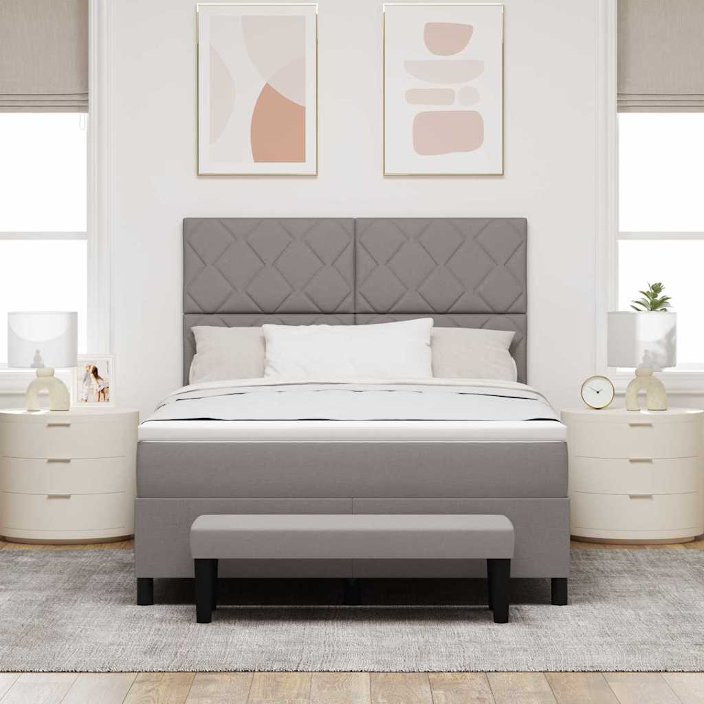 Box spring seng med madras Gråbrun 140 x 200 cm Stof