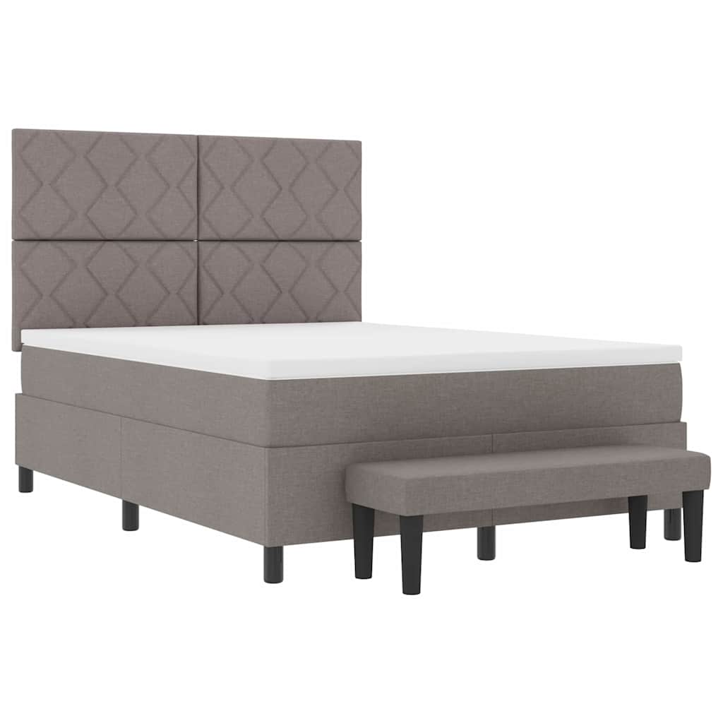Box spring seng med madras Gråbrun 140 x 200 cm Stof