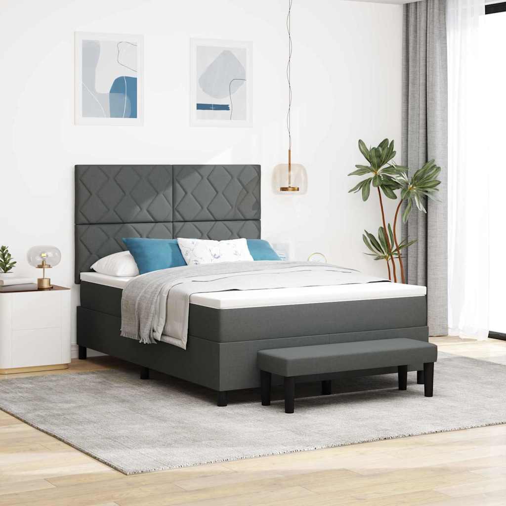 Box spring seng med madras Mørkegrå 160 x 200 cm Stof