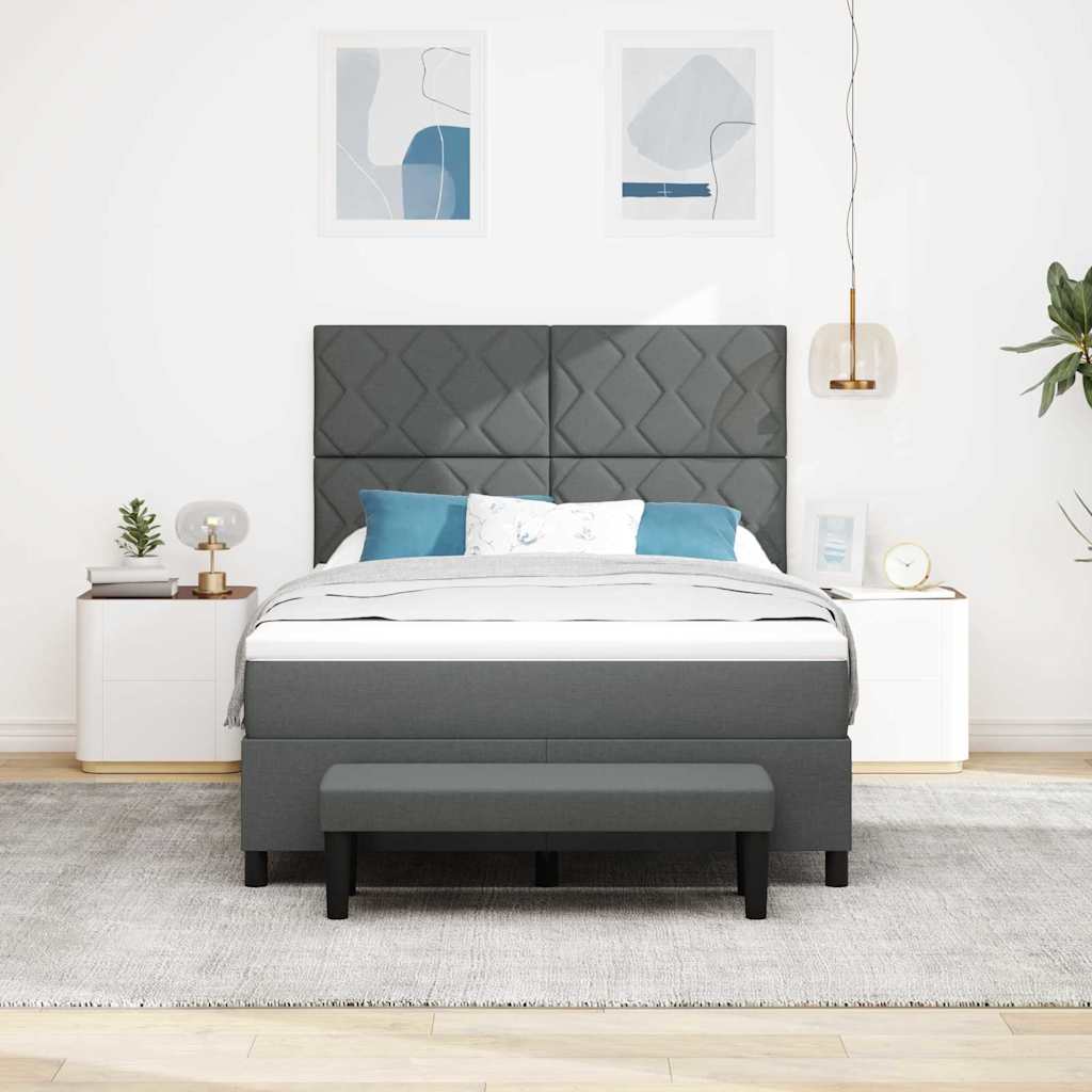 Box spring seng med madras Mørkegrå 160 x 200 cm Stof