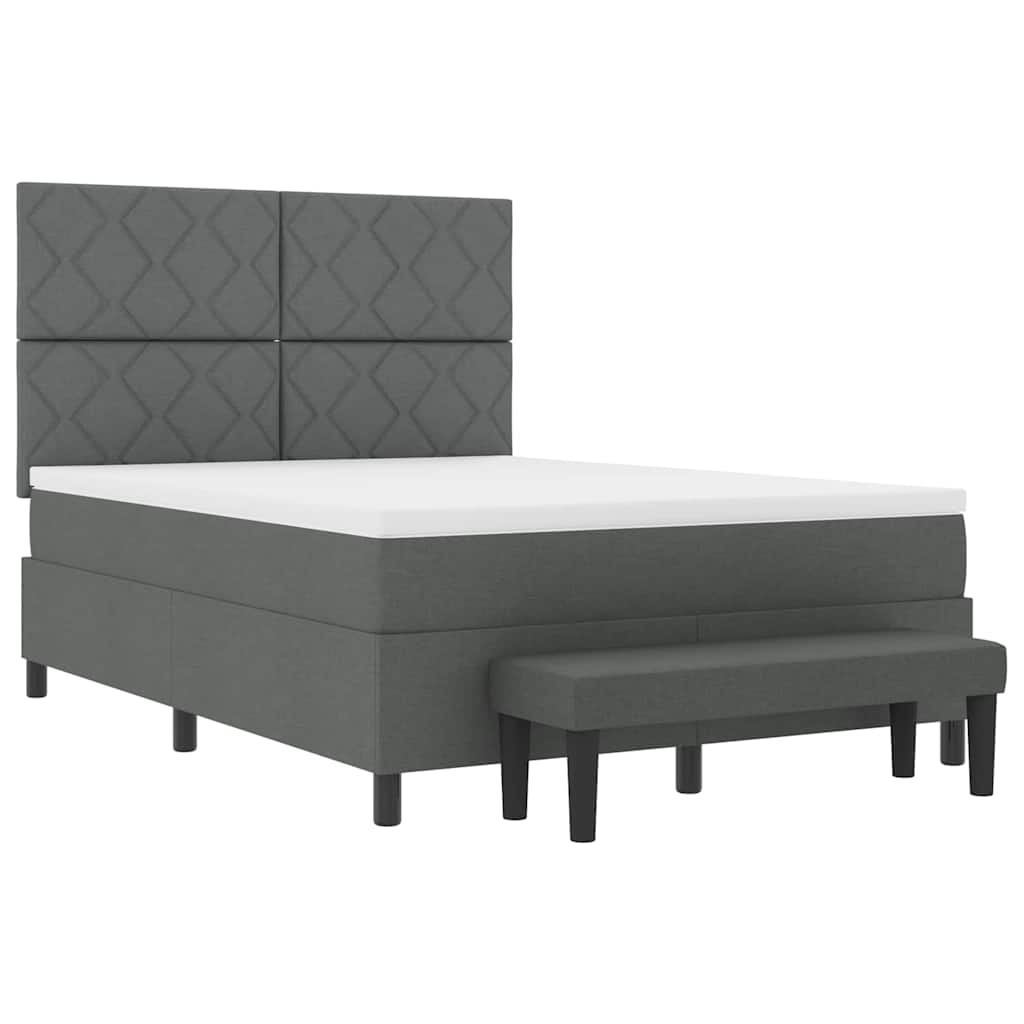 Box spring seng med madras Mørkegrå 160 x 200 cm Stof