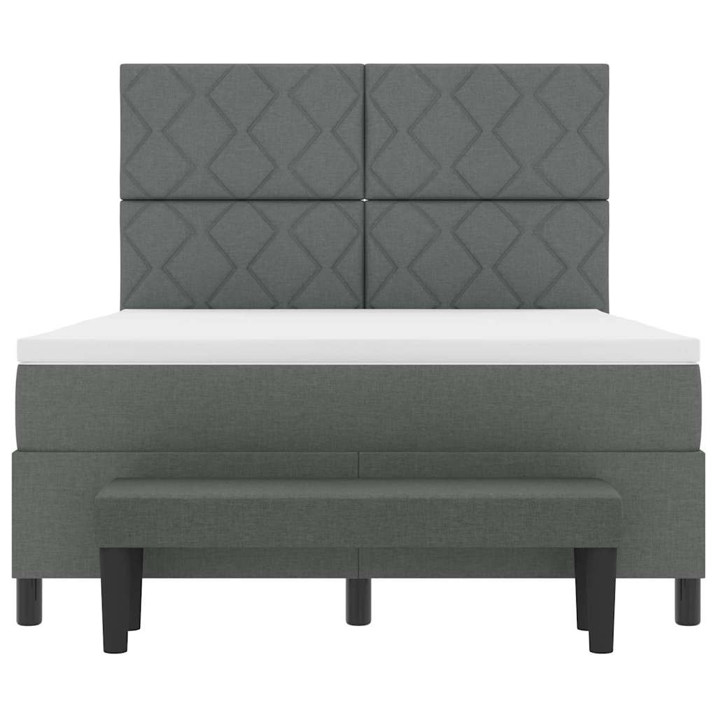 Box spring seng med madras Mørkegrå 160 x 200 cm Stof