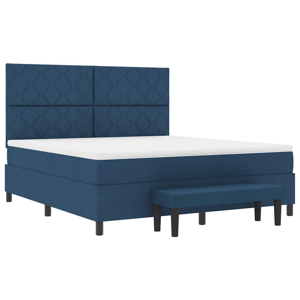 Box spring seng med madras med hovedgærde Blå 180 x 200 cm Stof