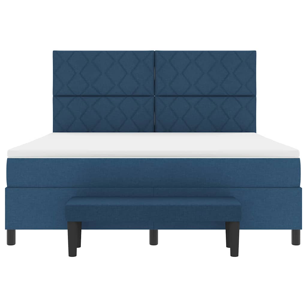 Box spring seng med madras med hovedgærde Blå 180 x 200 cm Stof