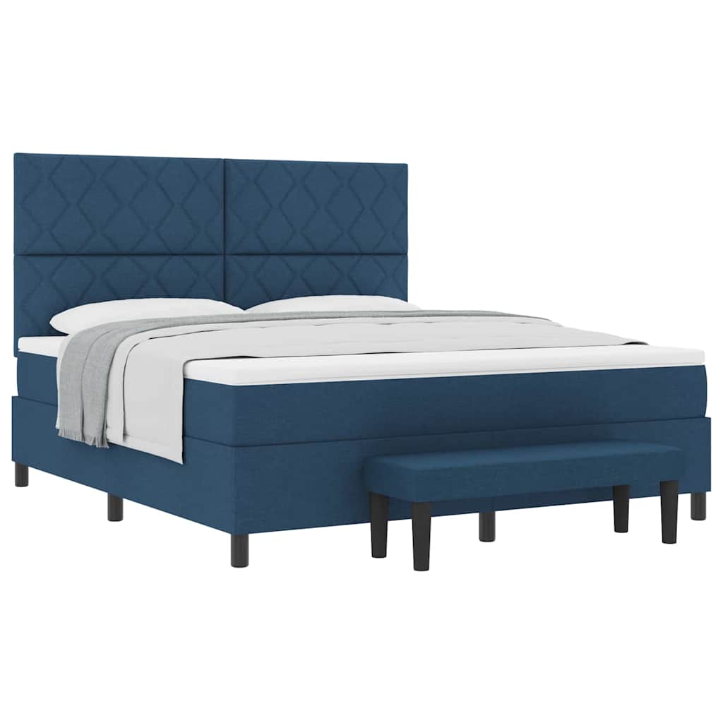 Box spring seng med madras med hovedgærde Blå 180 x 200 cm Stof