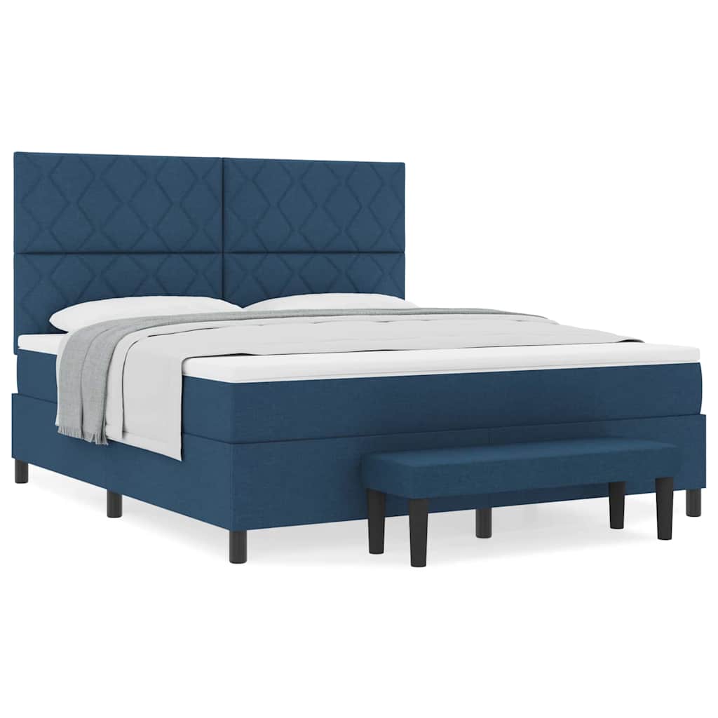 Box spring seng med madras med hovedgærde Blå 180 x 200 cm Stof