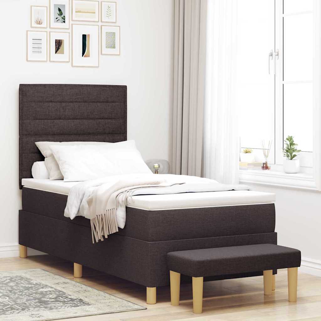 Box spring seng med madras Mørkebrun 90 x 190 cm Stof