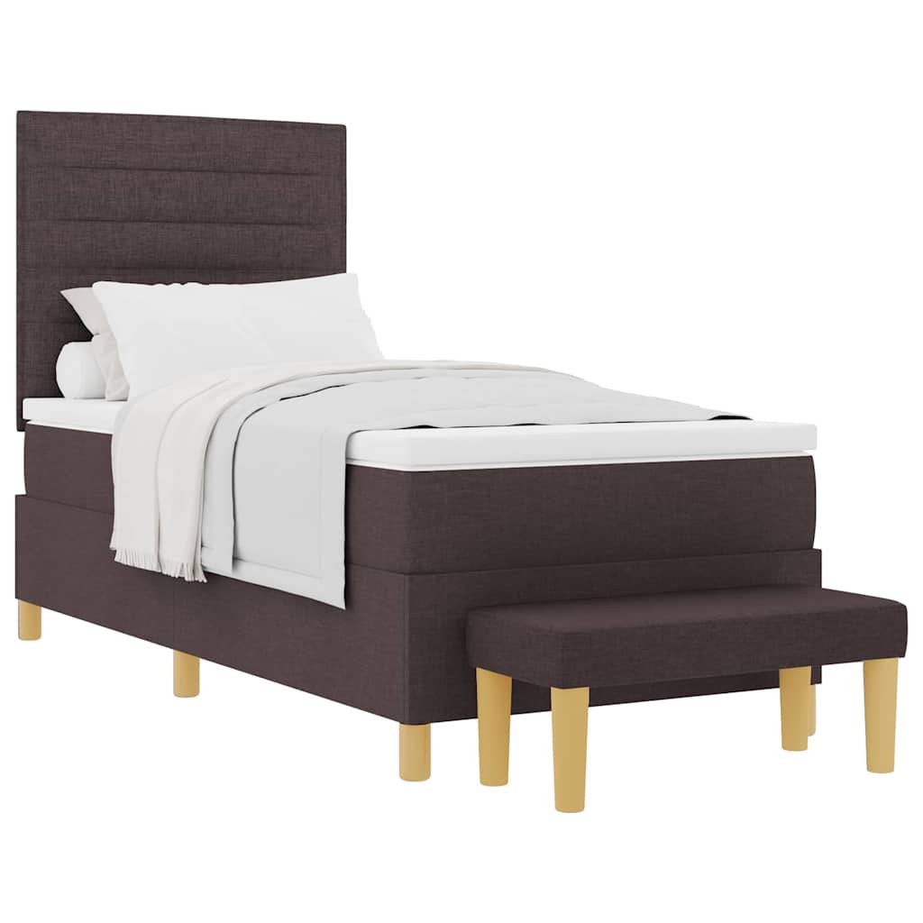 Box spring seng med madras Mørkebrun 90 x 190 cm Stof