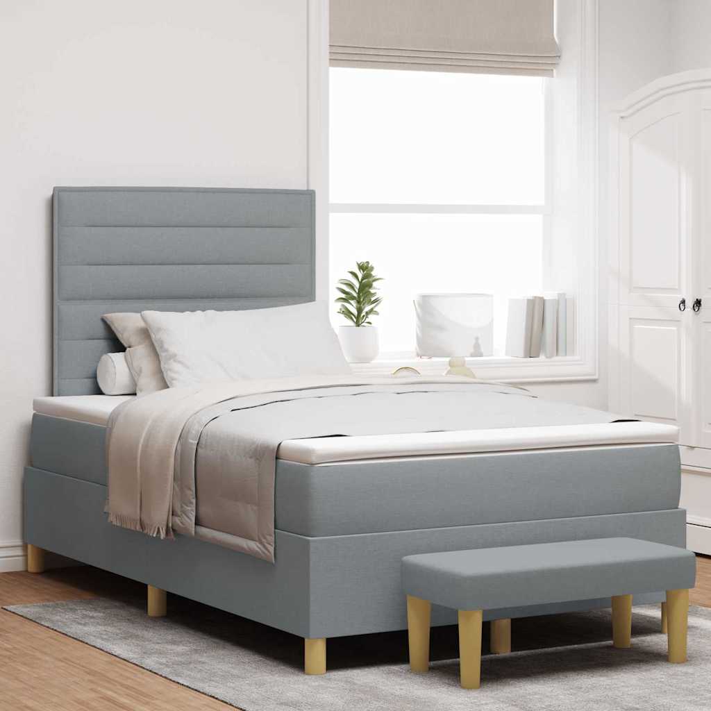 Box spring seng med madras Lysegrå 120 x 190 cm Stof
