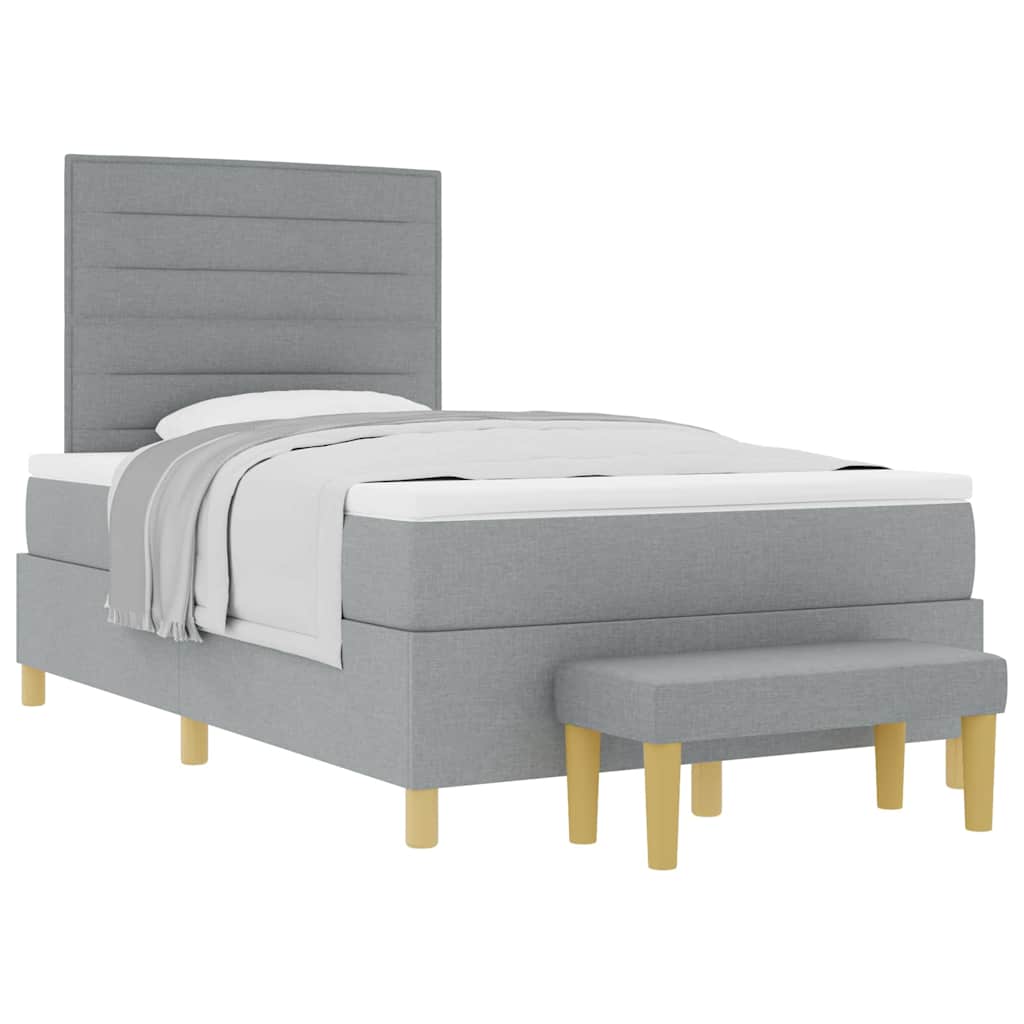 Box spring seng med madras Lysegrå 120 x 190 cm Stof