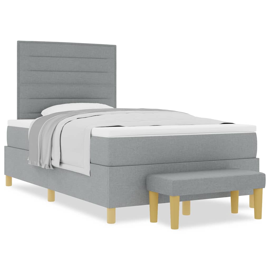 Box spring seng med madras Lysegrå 120 x 190 cm Stof
