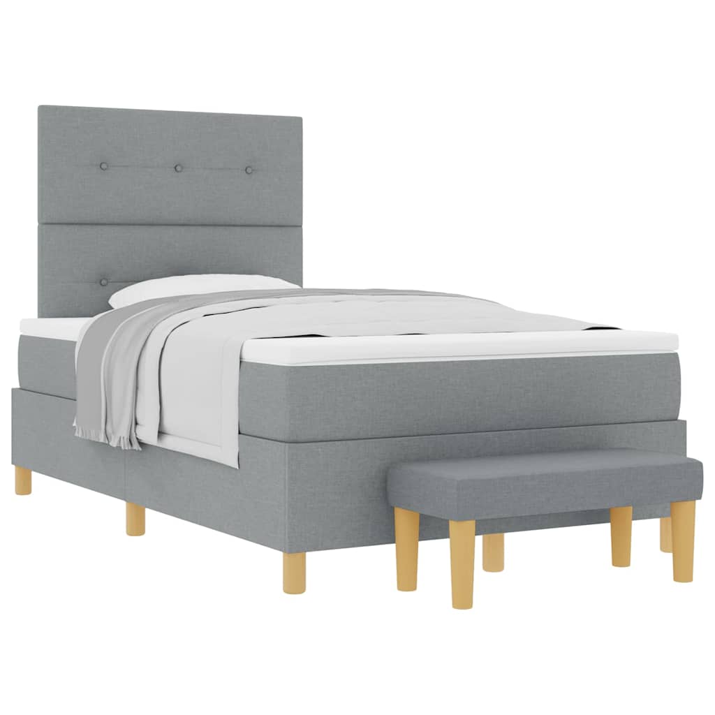 Box spring seng med madras Lysegrå 120 x 190 cm Stof