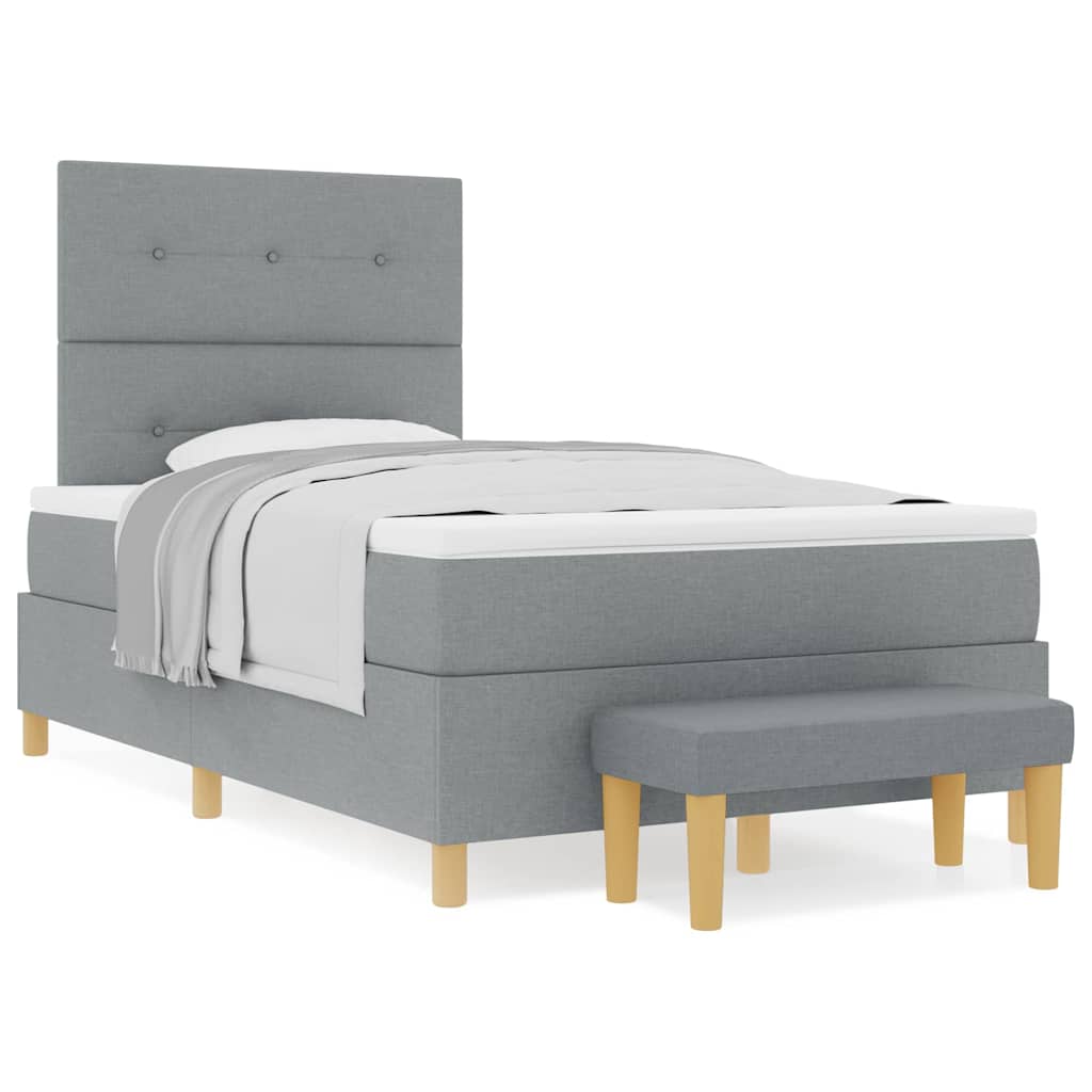 Box spring seng med madras Lysegrå 120 x 190 cm Stof