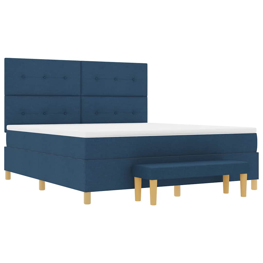 Box spring seng med madras med hovedgærde Blå 180 x 200 cm Stof
