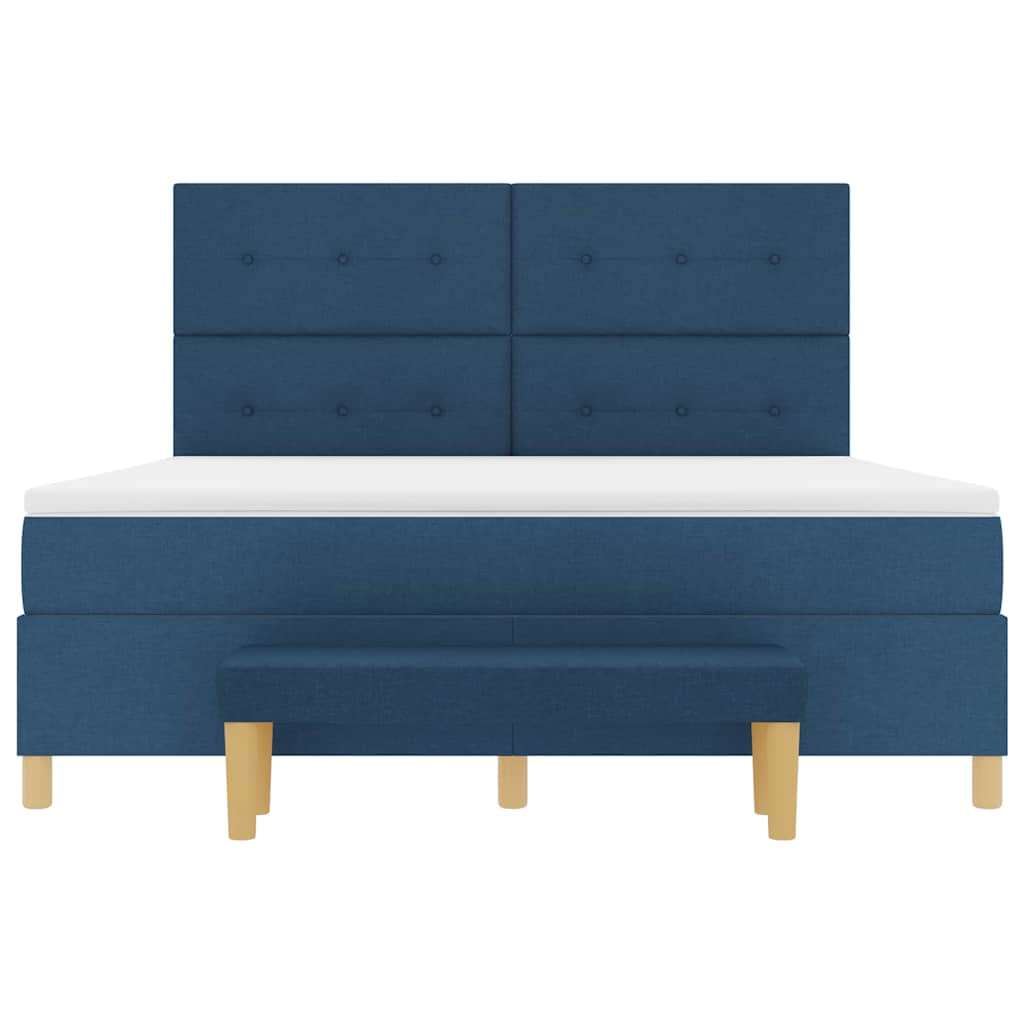 Box spring seng med madras med hovedgærde Blå 180 x 200 cm Stof
