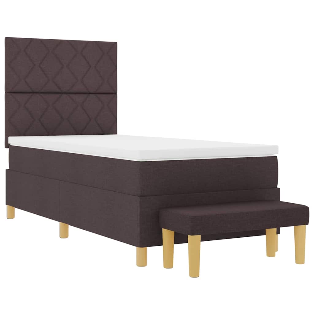 Box spring seng med madras Mørk Brun 90 x 190 cm Stof
