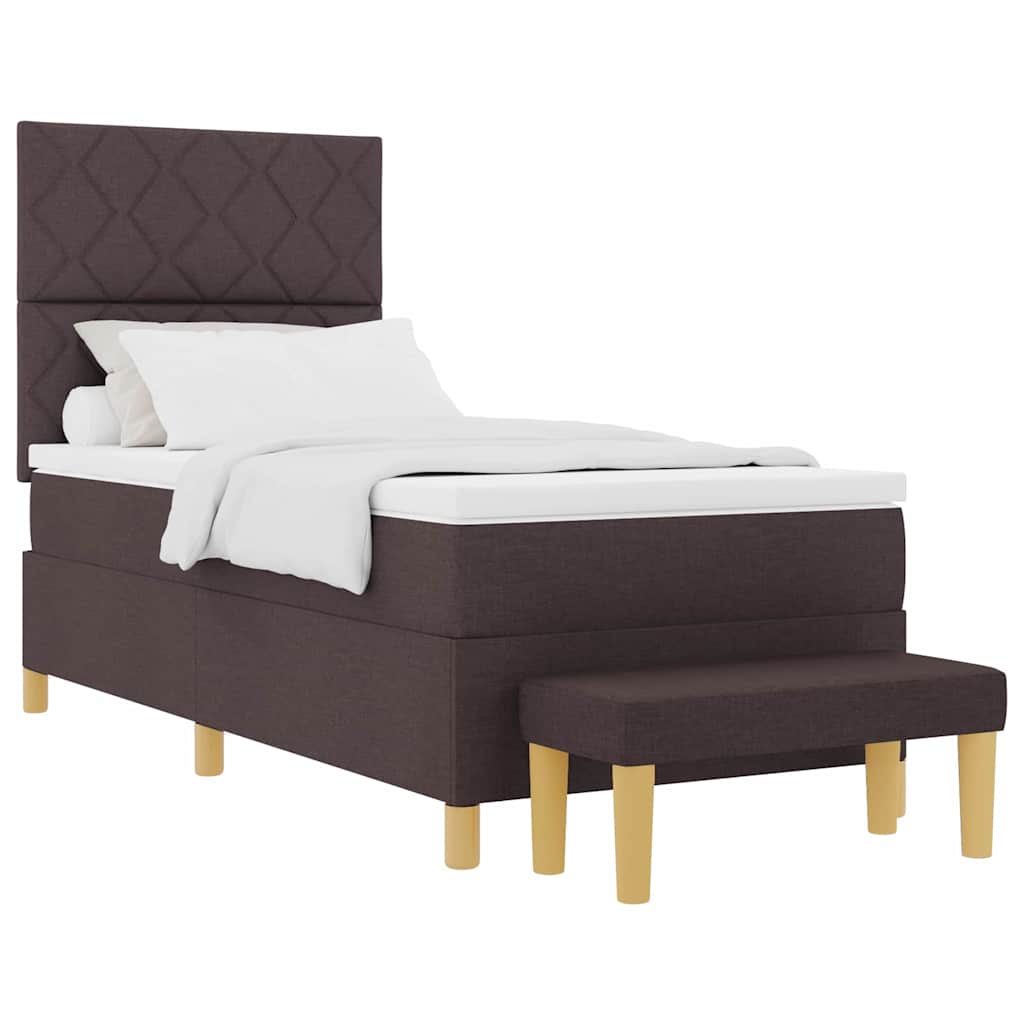 Box spring seng med madras Mørk Brun 90 x 190 cm Stof