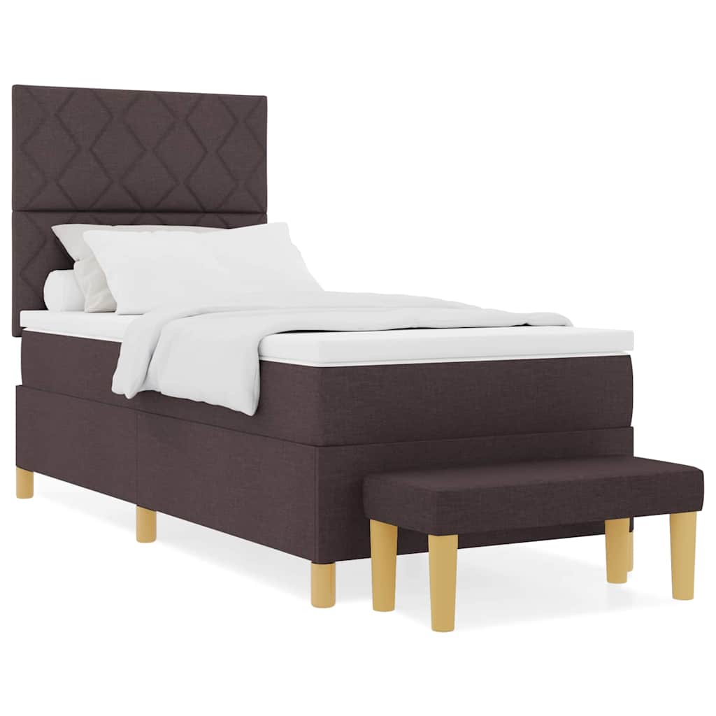 Box spring seng med madras Mørk Brun 90 x 190 cm Stof