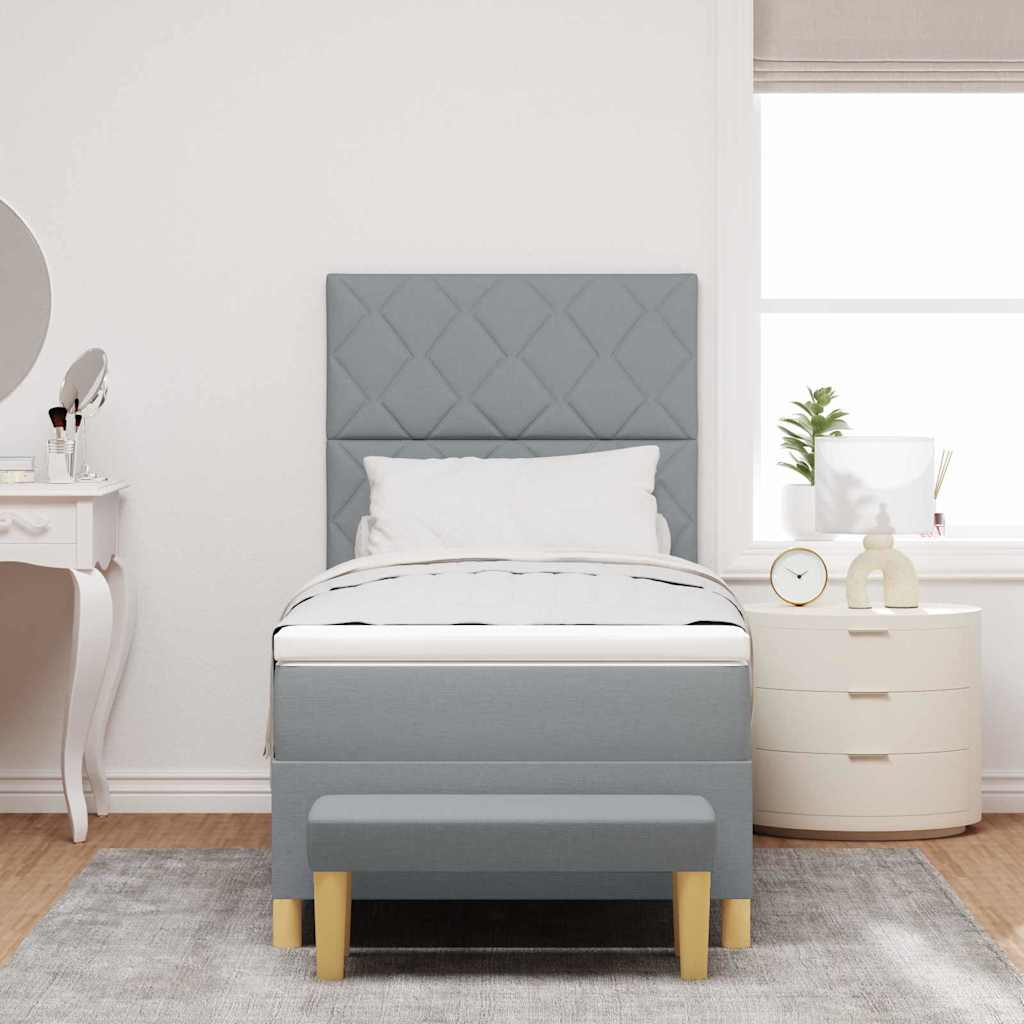 Box spring seng med madras Lysegrå 90 x 200 cm Stof