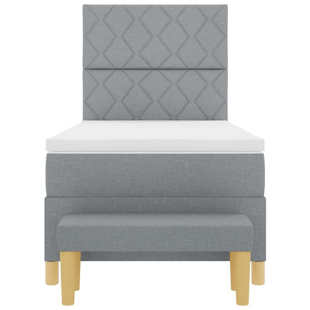Box spring seng med madras Lysegrå 90 x 200 cm Stof
