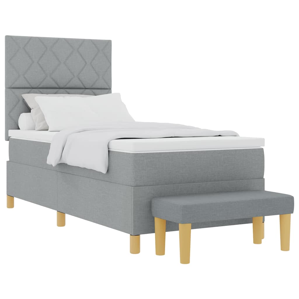 Box spring seng med madras Lysegrå 90 x 200 cm Stof