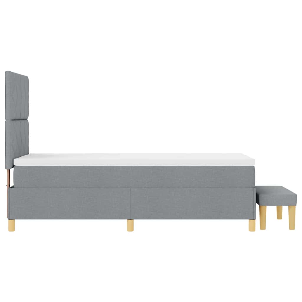 Box spring seng med madras Lysegrå 90 x 200 cm Stof