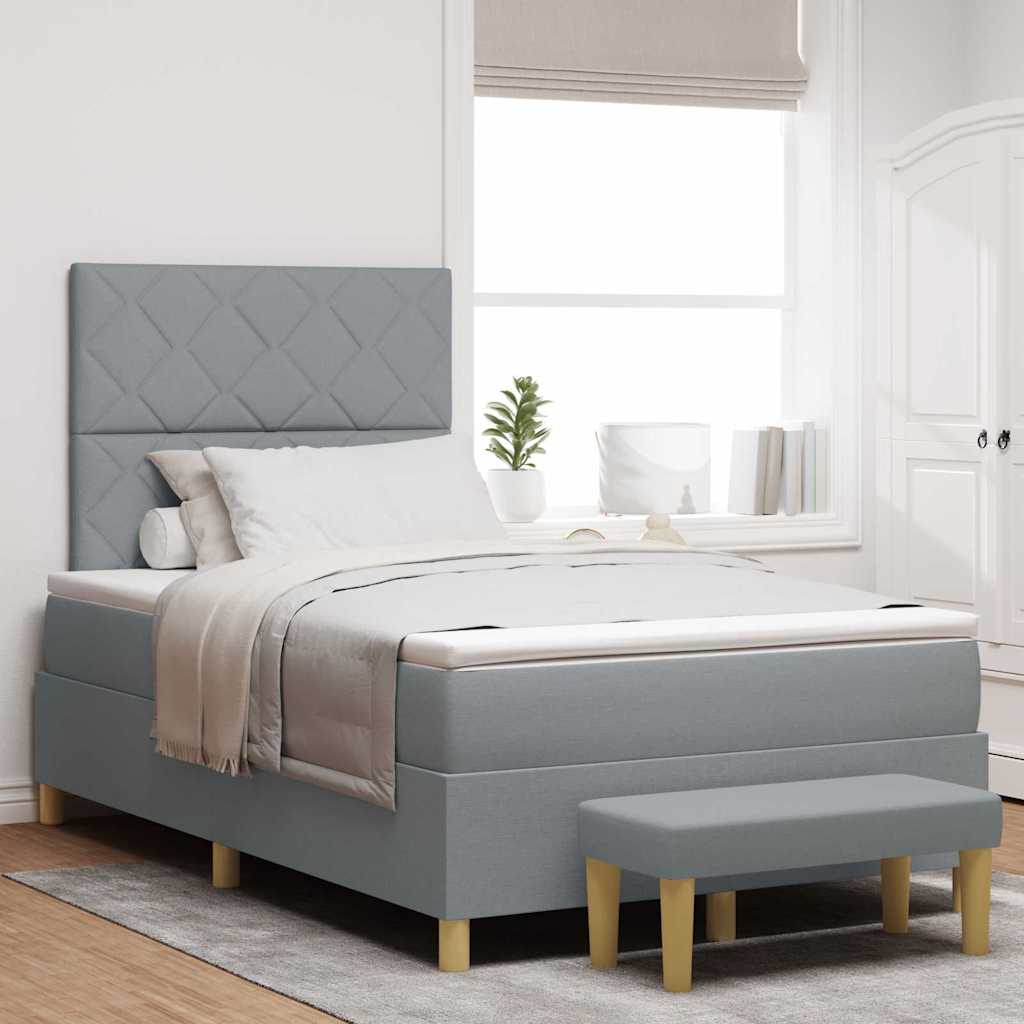 Box spring seng med madras Lysegrå 120 x 190 cm Stof