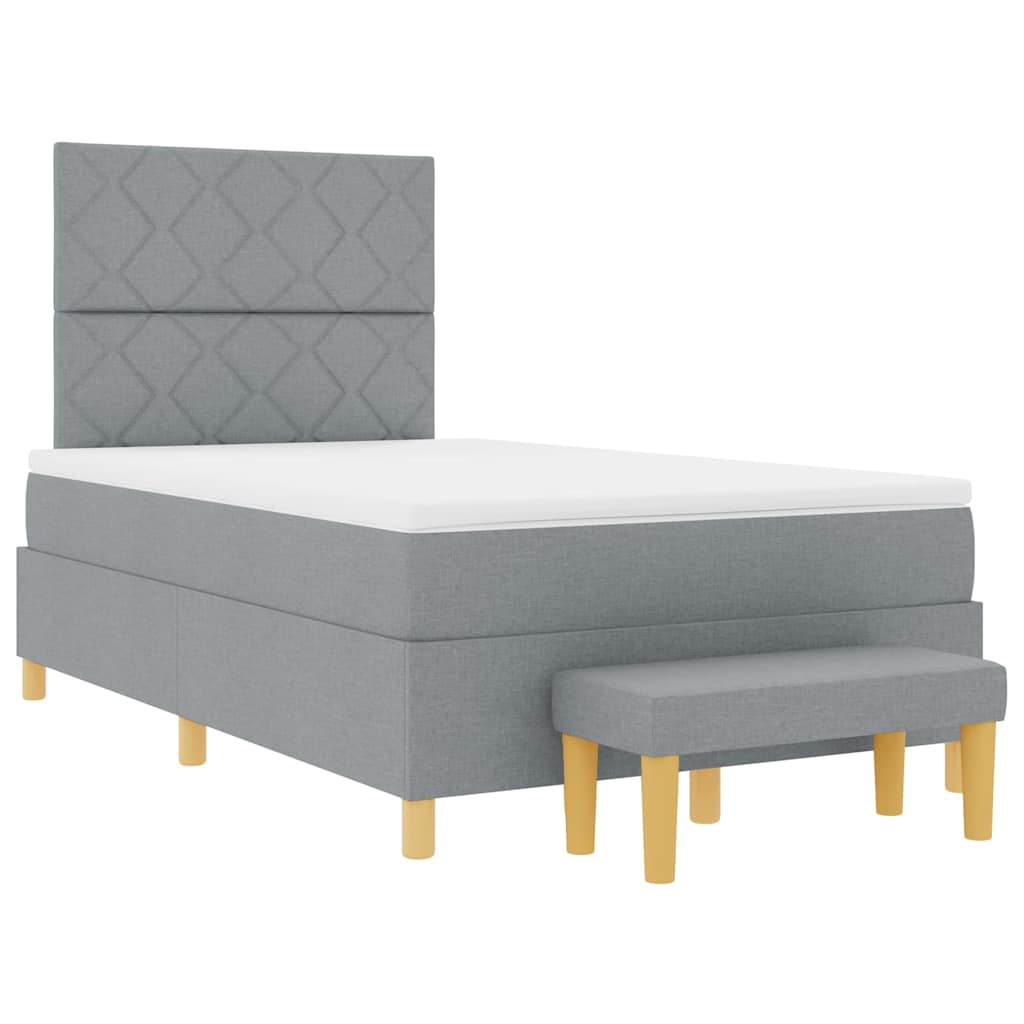 Box spring seng med madras Lysegrå 120 x 190 cm Stof