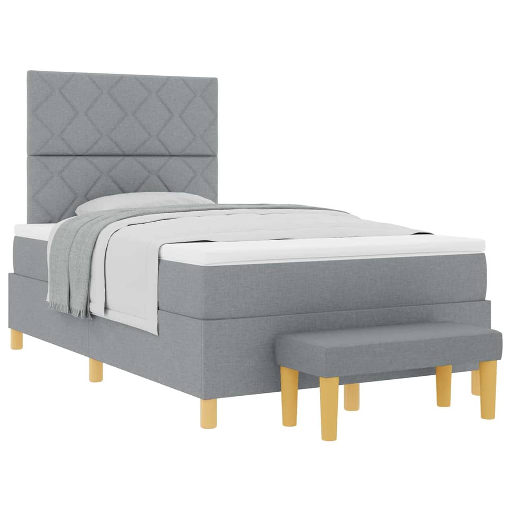 Box spring seng med madras Lysegrå 120 x 190 cm Stof