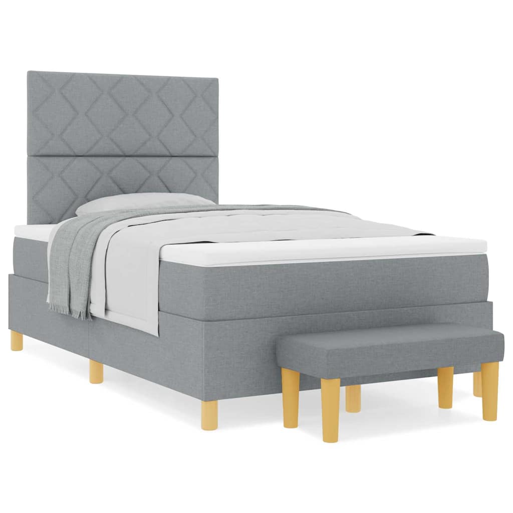 Box spring seng med madras Lysegrå 120 x 190 cm Stof