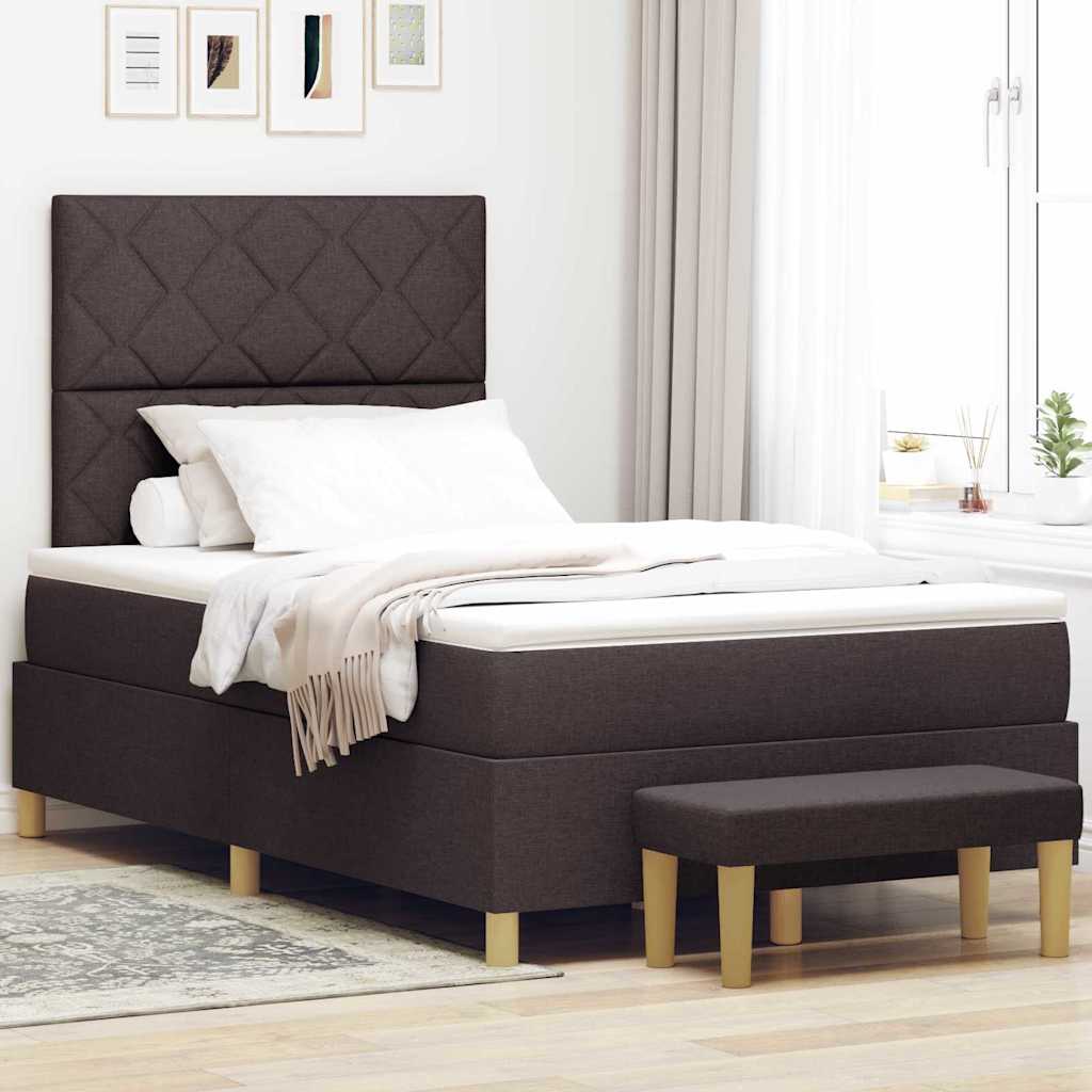 Box spring seng med madras Mørkebrun 120 x 190 cm Stof