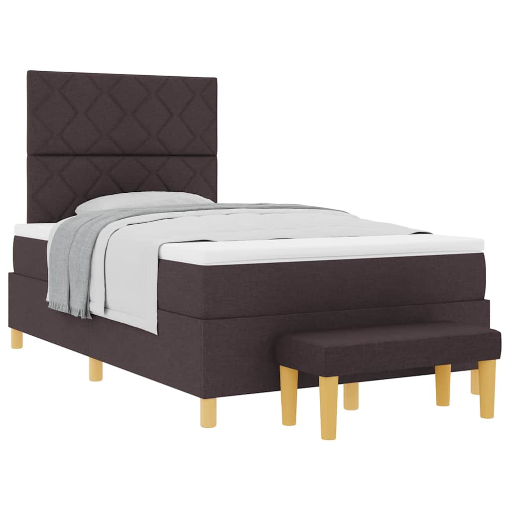 Box spring seng med madras Mørkebrun 120 x 190 cm Stof