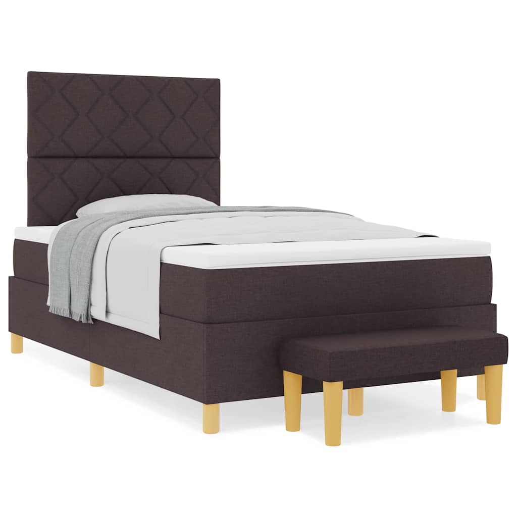 Box spring seng med madras Mørkebrun 120 x 190 cm Stof