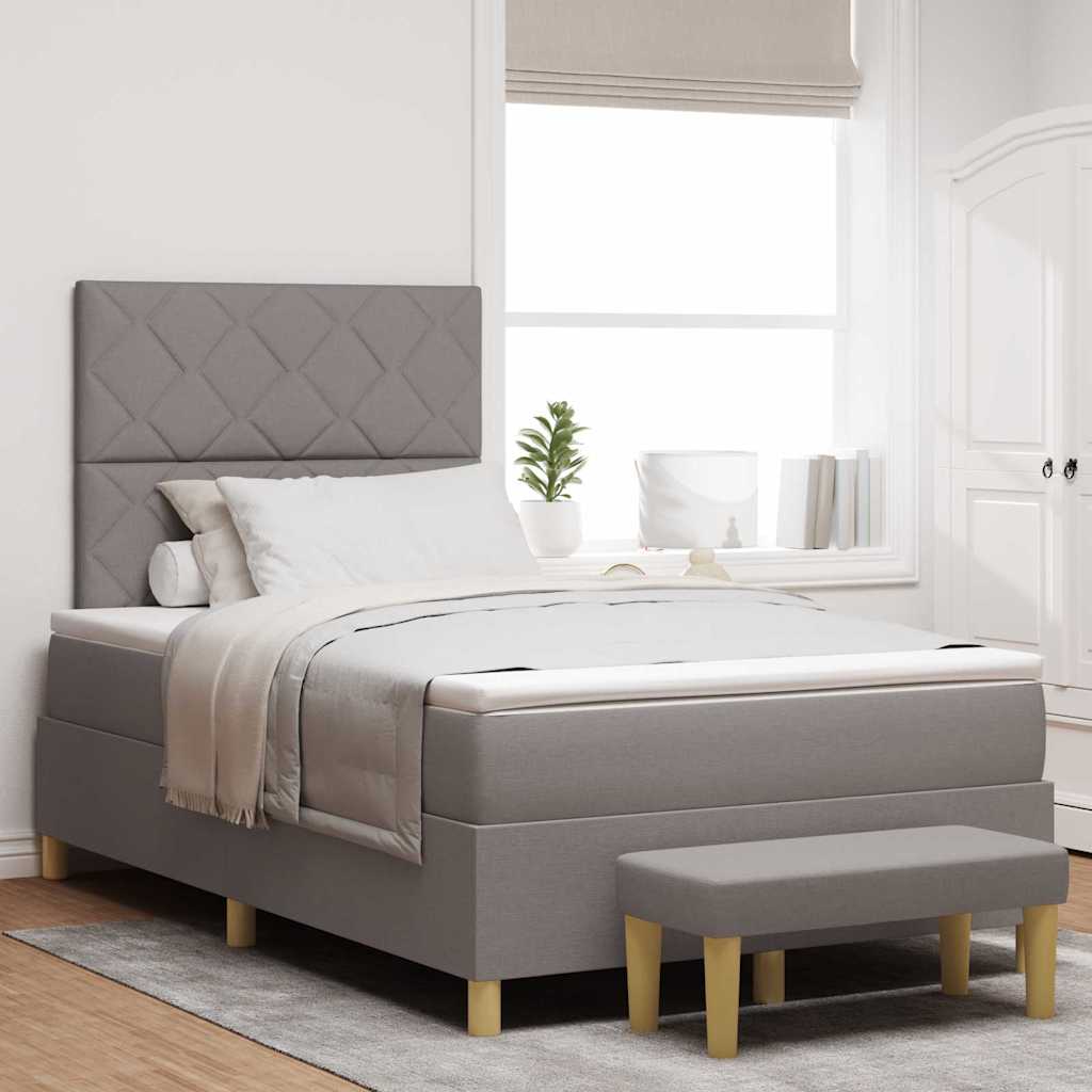 Box spring seng med madras Gråbrun 120 x 190 cm Stof