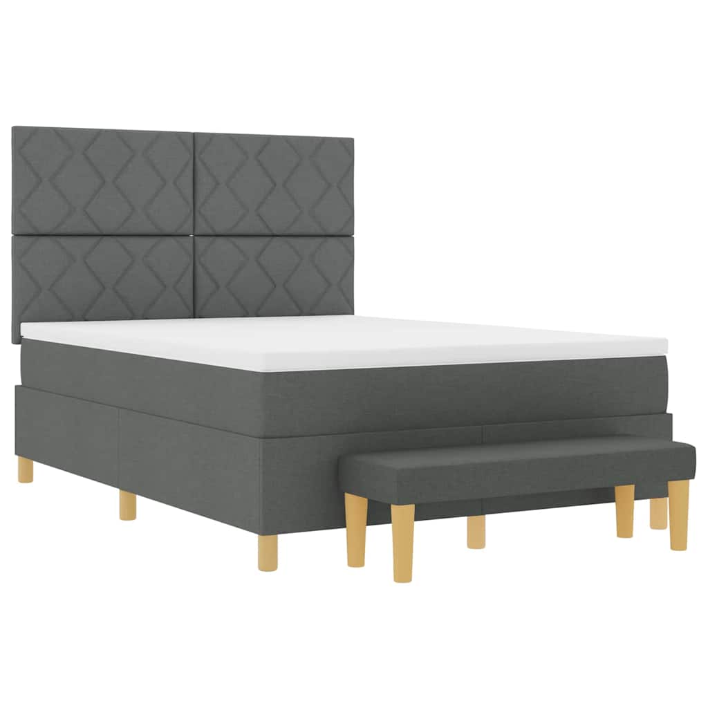 Box spring seng med madras Mørkegrå 140 x 200 cm Stof