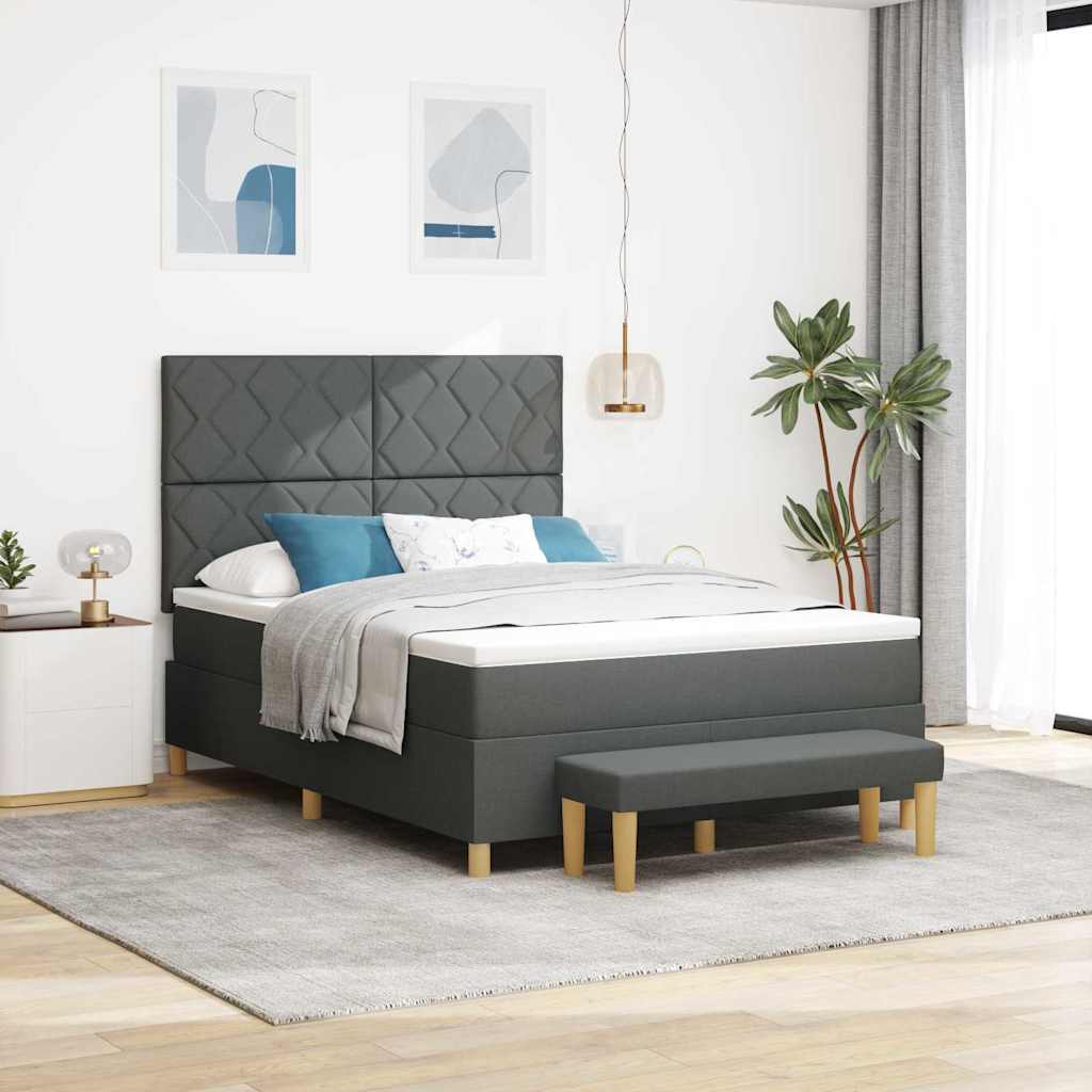 Box spring seng med madras Mørkegrå 160 x 200 cm Stof