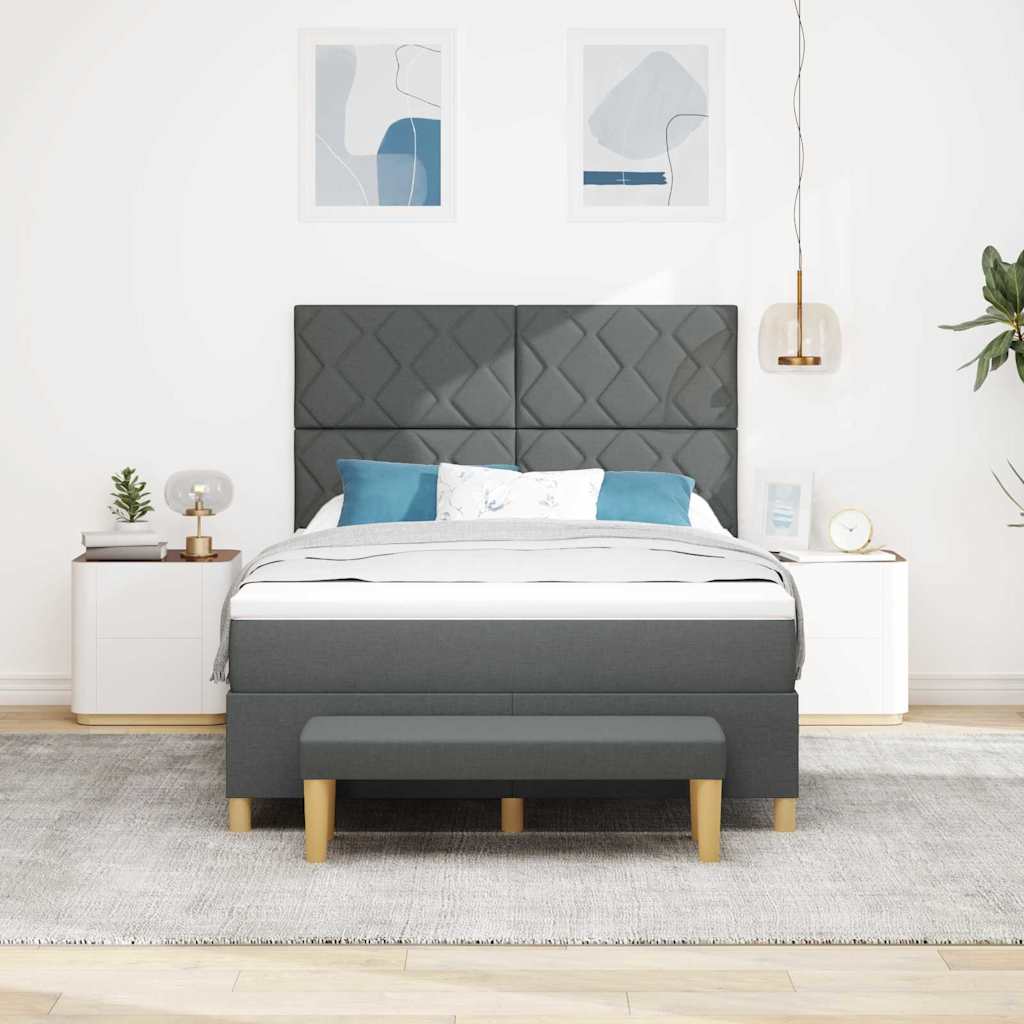 Box spring seng med madras Mørkegrå 160 x 200 cm Stof