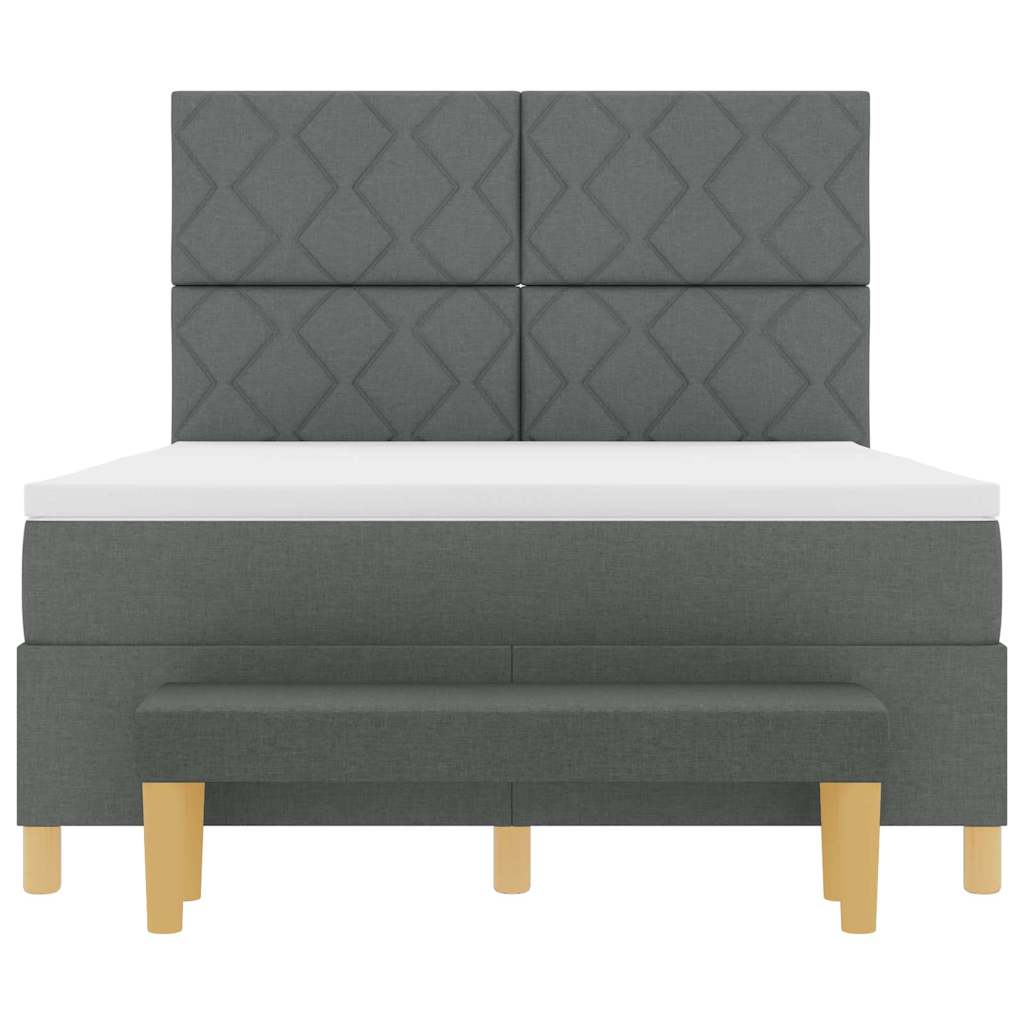 Box spring seng med madras Mørkegrå 160 x 200 cm Stof