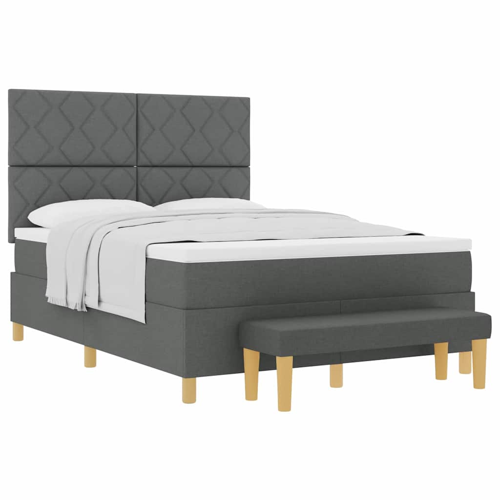 Box spring seng med madras Mørkegrå 160 x 200 cm Stof