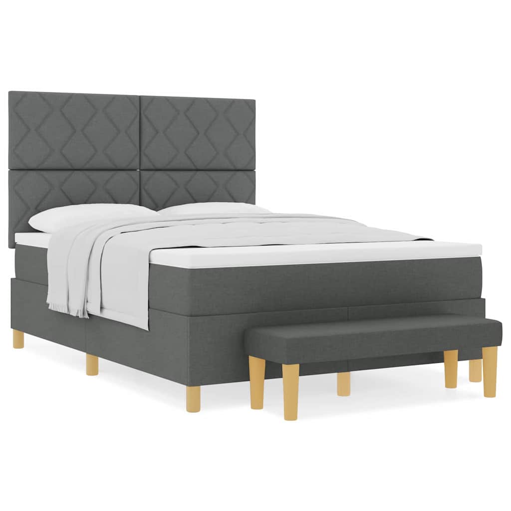 Box spring seng med madras Mørkegrå 160 x 200 cm Stof