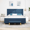 Box spring seng med madras med hovedgærde Blå 180 x 200 cm Stof