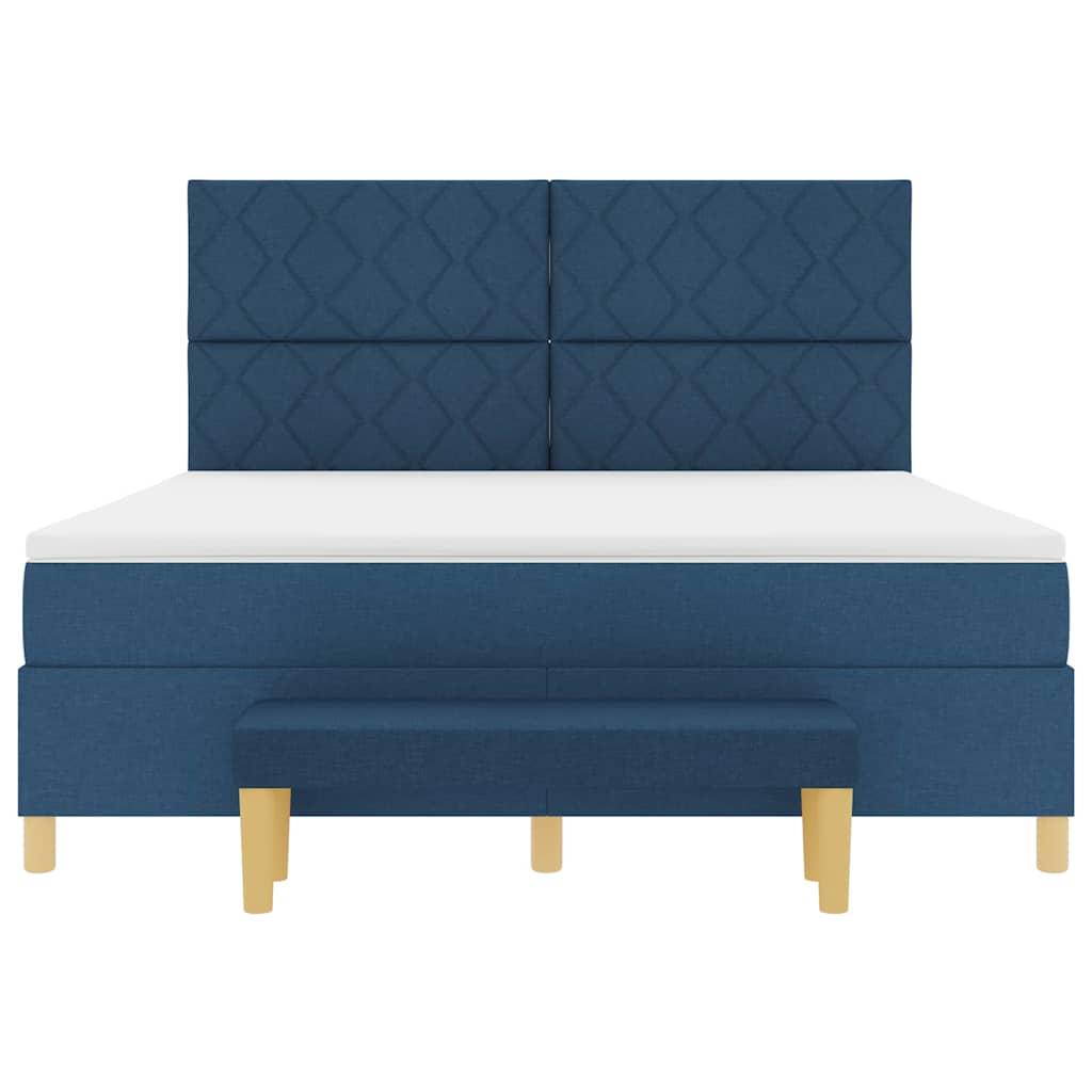 Box spring seng med madras med hovedgærde Blå 180 x 200 cm Stof