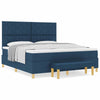 Box spring seng med madras med hovedgærde Blå 180 x 200 cm Stof