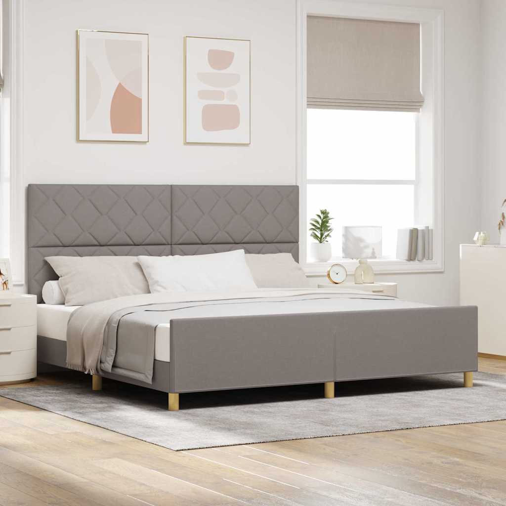 Sengestel med hovedgærde Gråbrun 200 x 200 cm Stof