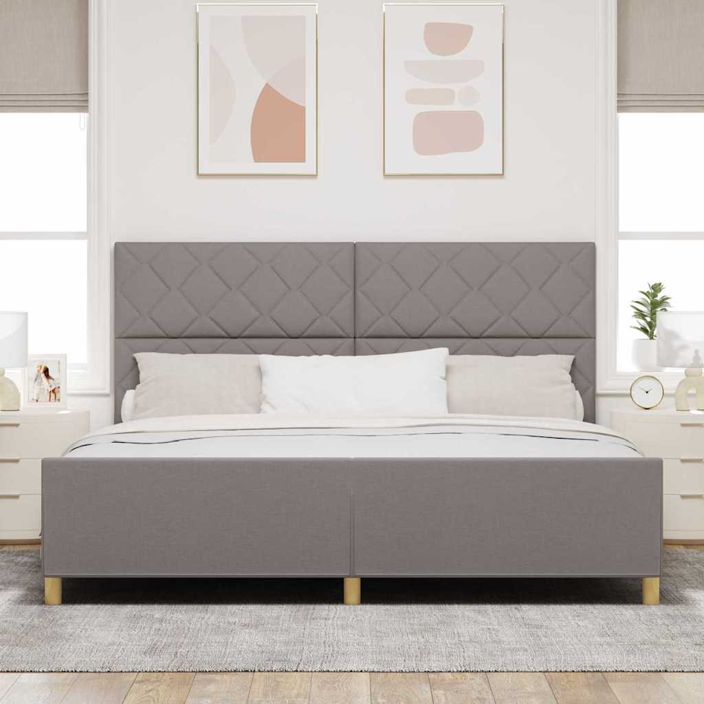 Sengestel med hovedgærde Gråbrun 200 x 200 cm Stof