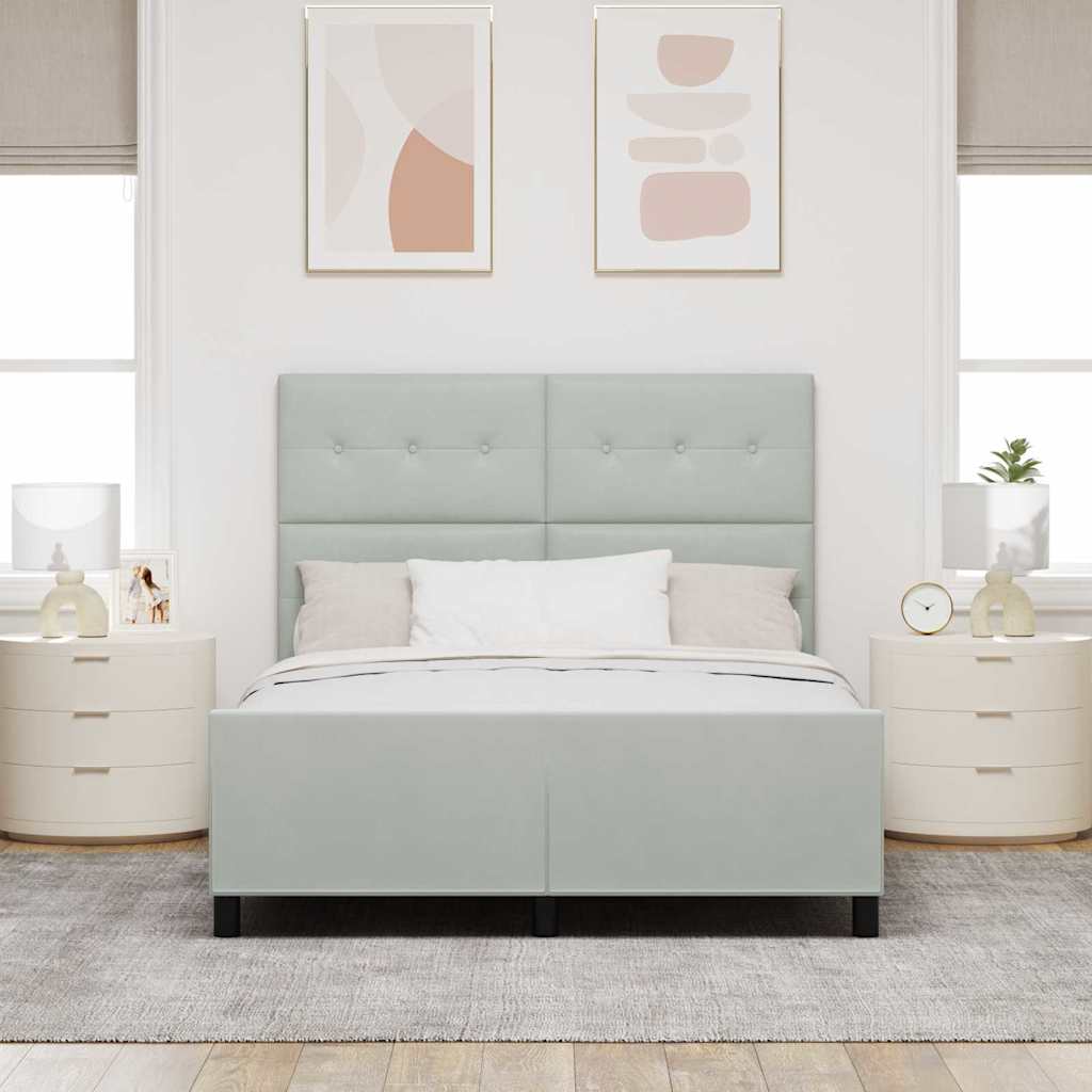 Sengestel med hovedgærde Lysegrå 140 x 190 cm Fløjl