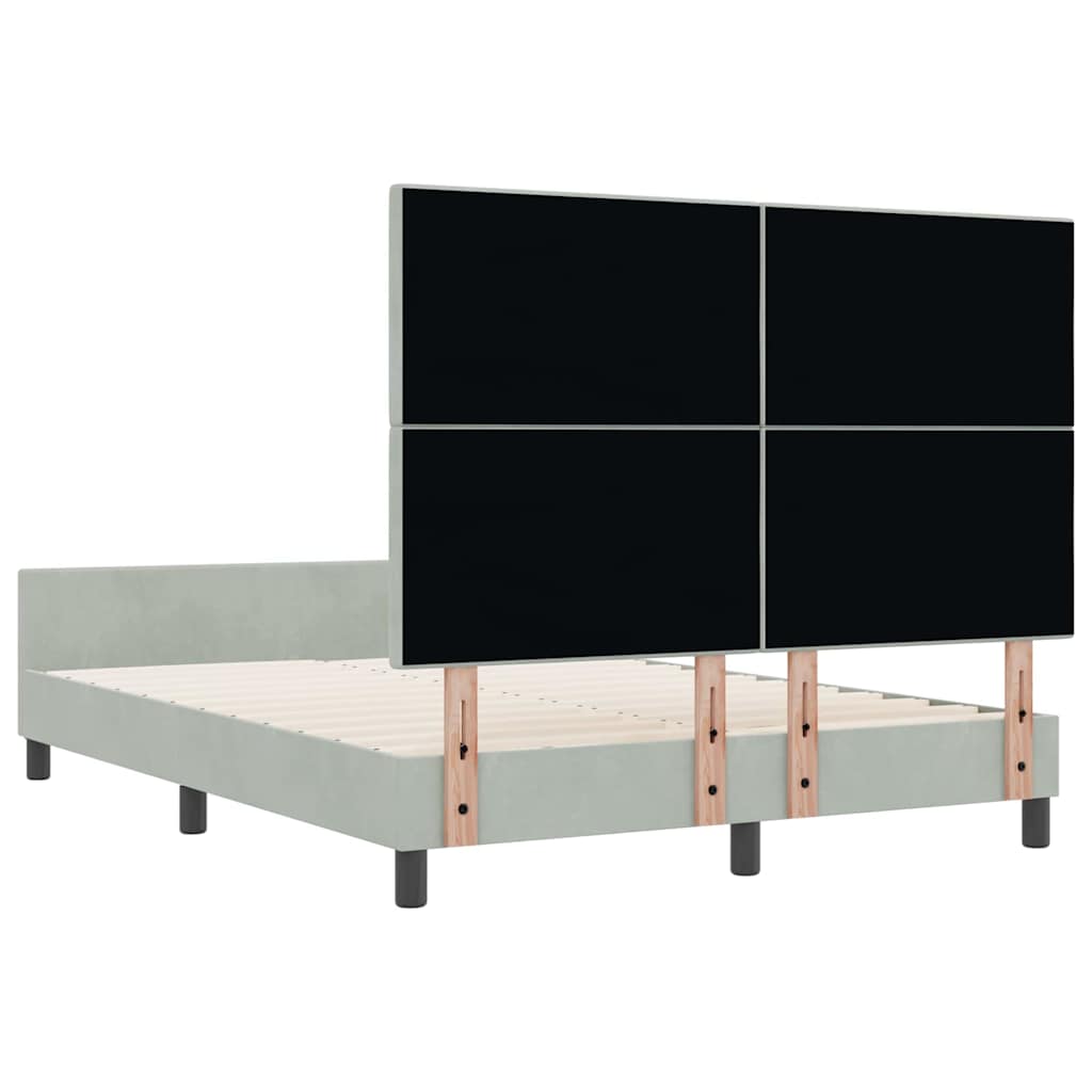 Sengestel med hovedgærde Lysegrå 140 x 200 cm Fløjl