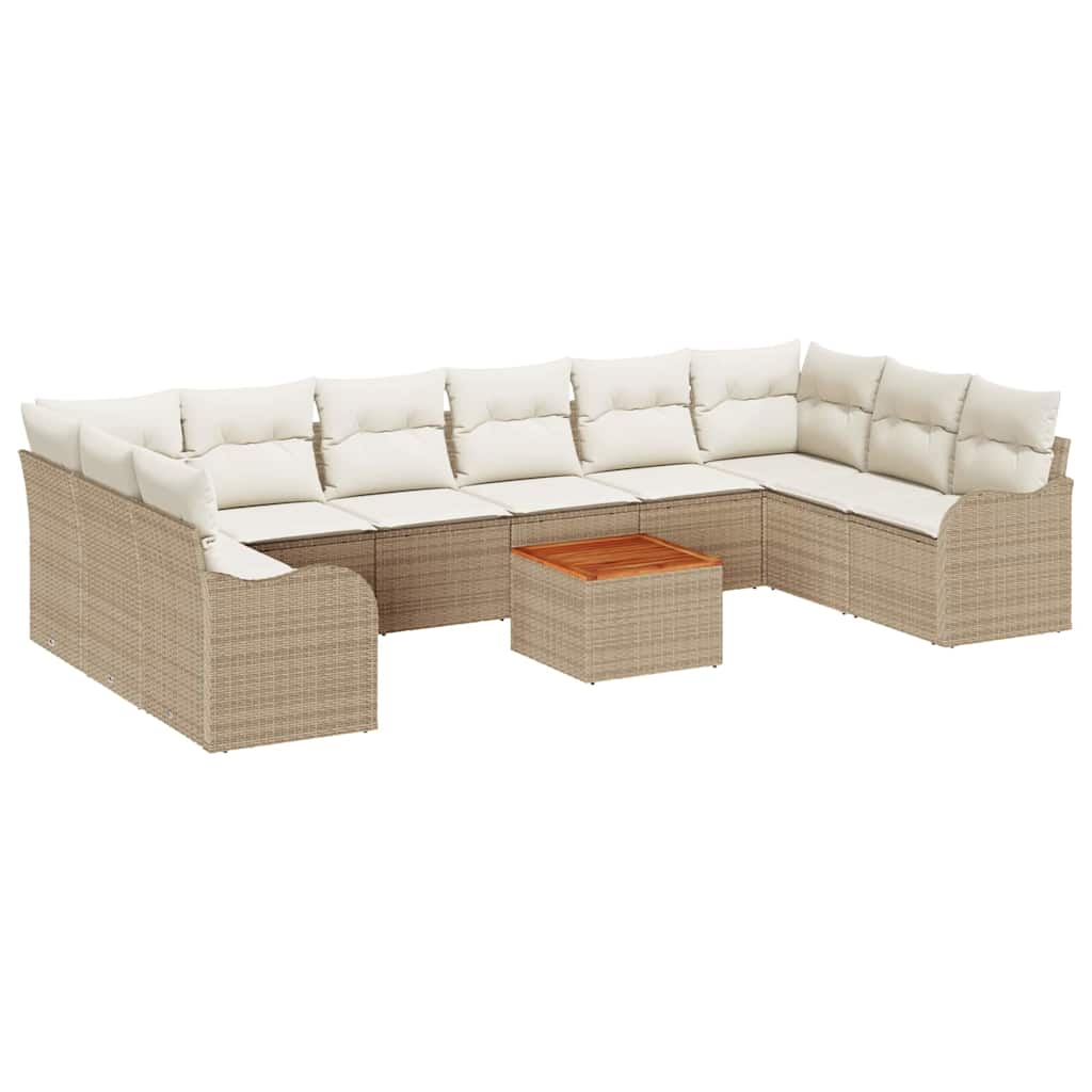 Havesofa Sæt 10 pcs Beige og hvid