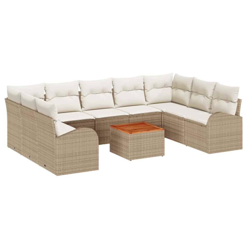 Havesofa Sæt 10 pcs Beige og hvid